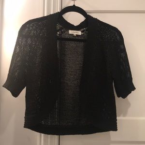Calvin Klein Black Open Knit Short Sleeve Cardigan